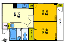 コーポ橘 2DKの間取図画像