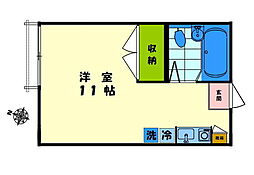 コーポ清美 ワンルームの間取図画像