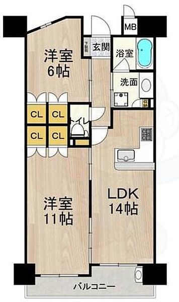 大阪府大阪市中央区日本橋２丁目(賃貸マンション2LDK・11階・63.52㎡)の写真 その2