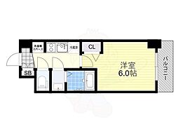 gm難波ウエストD.C. 1Kの間取図画像