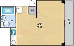クレスト南船場 ワンルームの間取図画像