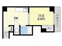 メゾンなにわ 1DKの間取図画像