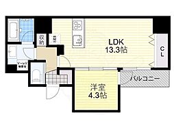 BRAVE常盤町2 1LDKの間取図画像