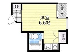 朝日プラザ長堀東パサージュ ワンルームの間取図画像