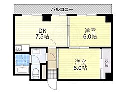 ラパンジール道頓堀 2DKの間取図画像