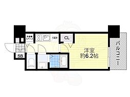 レオンコンフォート難波西2 1Kの間取図画像