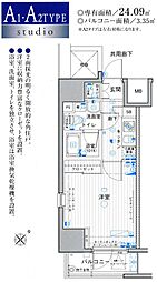 ParkWell蔵前 1Kの間取図画像