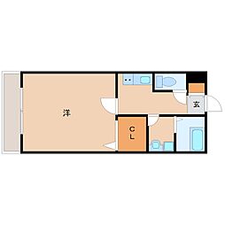 ジーメゾン大物 1Kの間取図画像