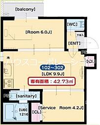 The Residence 大庄西町 1SLDKの間取図画像