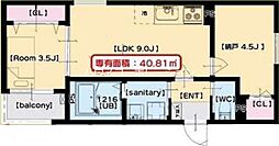 CALME 1SLDKの間取図画像