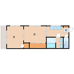 寺井マンション 2DKの間取図画像