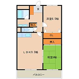 メゾン南塚口 2LDKの間取図画像