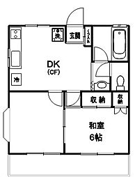 上馬第2アイシンビレッヂ 2DKの間取図画像