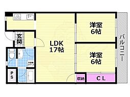 ハピネス48 2LDKの間取図画像