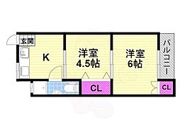 片本マンション 2Kの間取図画像