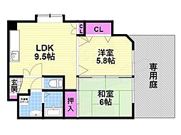 サン・フローラ中川 2LDKの間取図画像