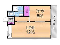 見浪ハイツ 1LDKの間取図画像
