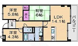 住道ファーストハイツ 3LDKの間取図画像