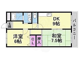 ディアコート氷野 2DKの間取図画像