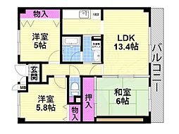 ベルカーサ太子田 3LDKの間取図画像