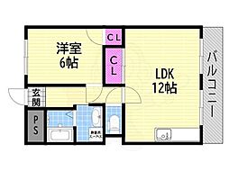 グラッド・パーク 1LDKの間取図画像