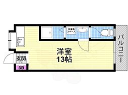 前川ハイツ ワンルームの間取図画像