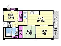 エコーハイツ 3LDKの間取図画像
