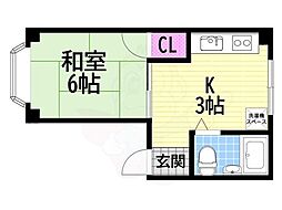 メゾン中村 1Kの間取図画像