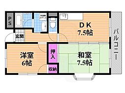 エスポワール 2LDKの間取図画像