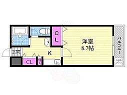 Mローゼ忍ケ丘 1Kの間取図画像