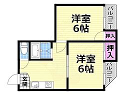 ラウンドツゥ鴻池 2Kの間取図画像