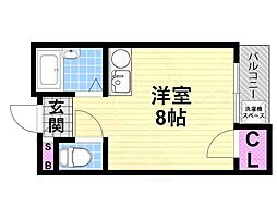 バーブルパーク ワンルームの間取図画像