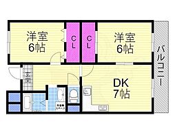 ピュアネスDOI 2DKの間取図画像