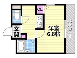 ドリームネオポリス北鴻池 1Kの間取図画像