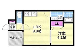 THESCREENatHANATEN 1LDKの間取図画像