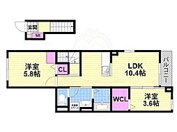メゾン・フルール 2LDKの間取図画像
