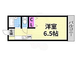 西川ハイツ2 ワンルームの間取図画像