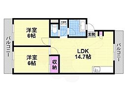 Comfy鴻池新田駅前 2LDKの間取図画像