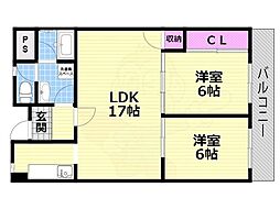 ハピネス48 2LDKの間取図画像