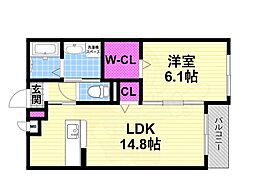 セレーノヴィータ 1LDKの間取図画像