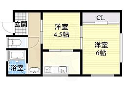 さつき荘 2Kの間取図画像