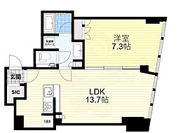 BrilliaTower堂島 1LDKの間取図画像