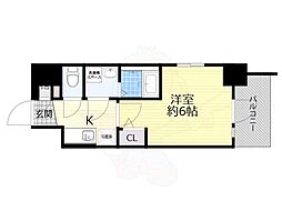 エスリード大阪梅田リュクス 6階1Kの間取り