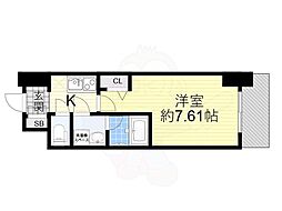 ブランシエスタ天満 9階1Kの間取り
