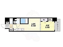 アーバネックス梅田中崎町2 10階1LDKの間取り