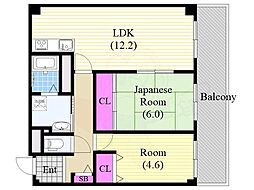 RESIDIA西天満 2LDKの間取図画像