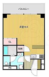 ジオナ天神橋 ワンルームの間取図画像