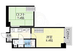 リセス大阪イースト 1Kの間取図画像