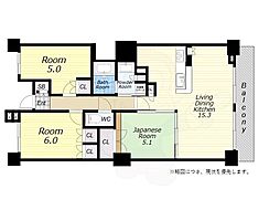 シティタワー大阪福島 3LDKの間取図画像