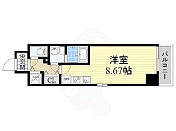 JMFレジデンス大阪福島 ワンルームの間取図画像